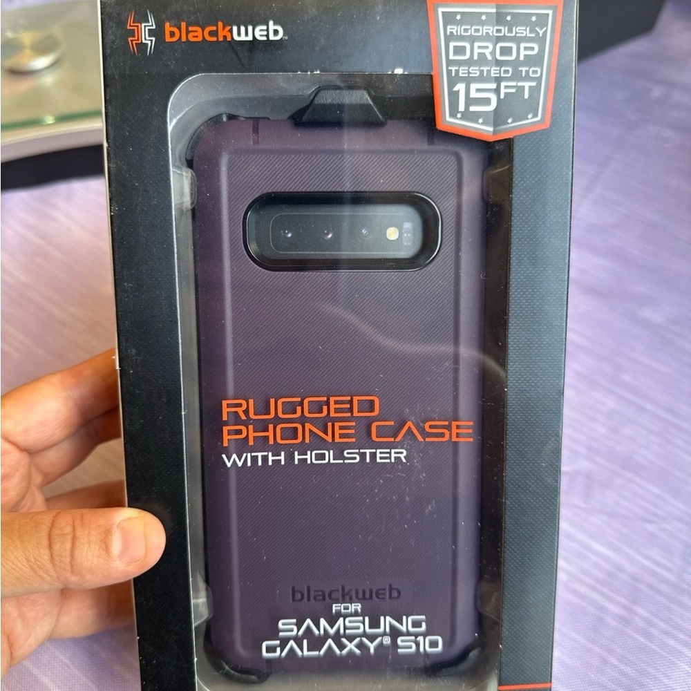 Blackweb Rugged Phone Case with Holster for Samsung Galaxy S10 - Dark Purple